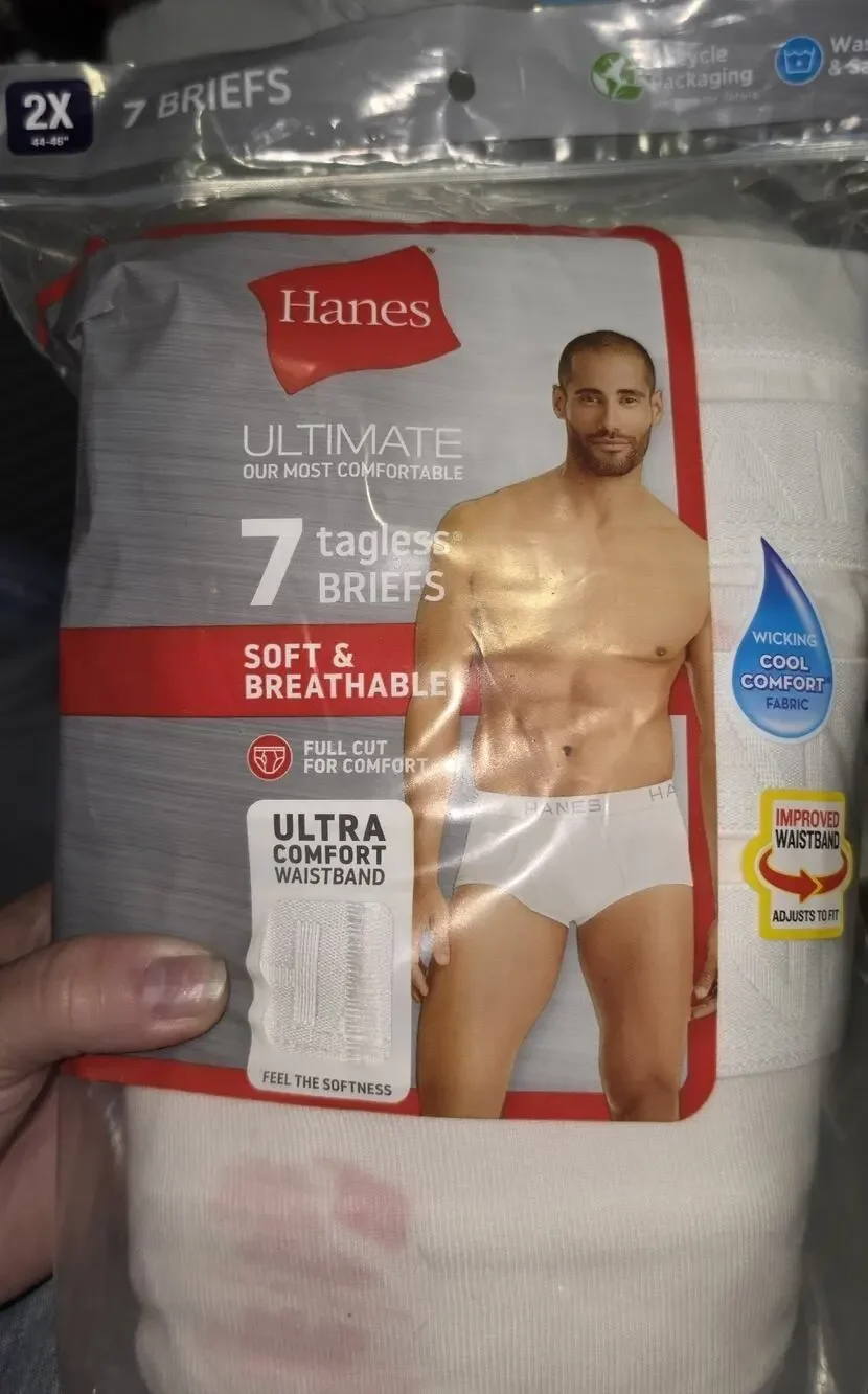 Hanes Tagless Briefs White 2X 44-46